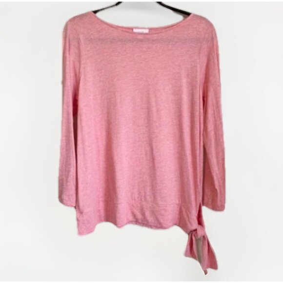 J.Jill Pure Jill Top Pink Tie Side Long Sleeve Modal Size Medium Minimalist - Picture 1 of 10